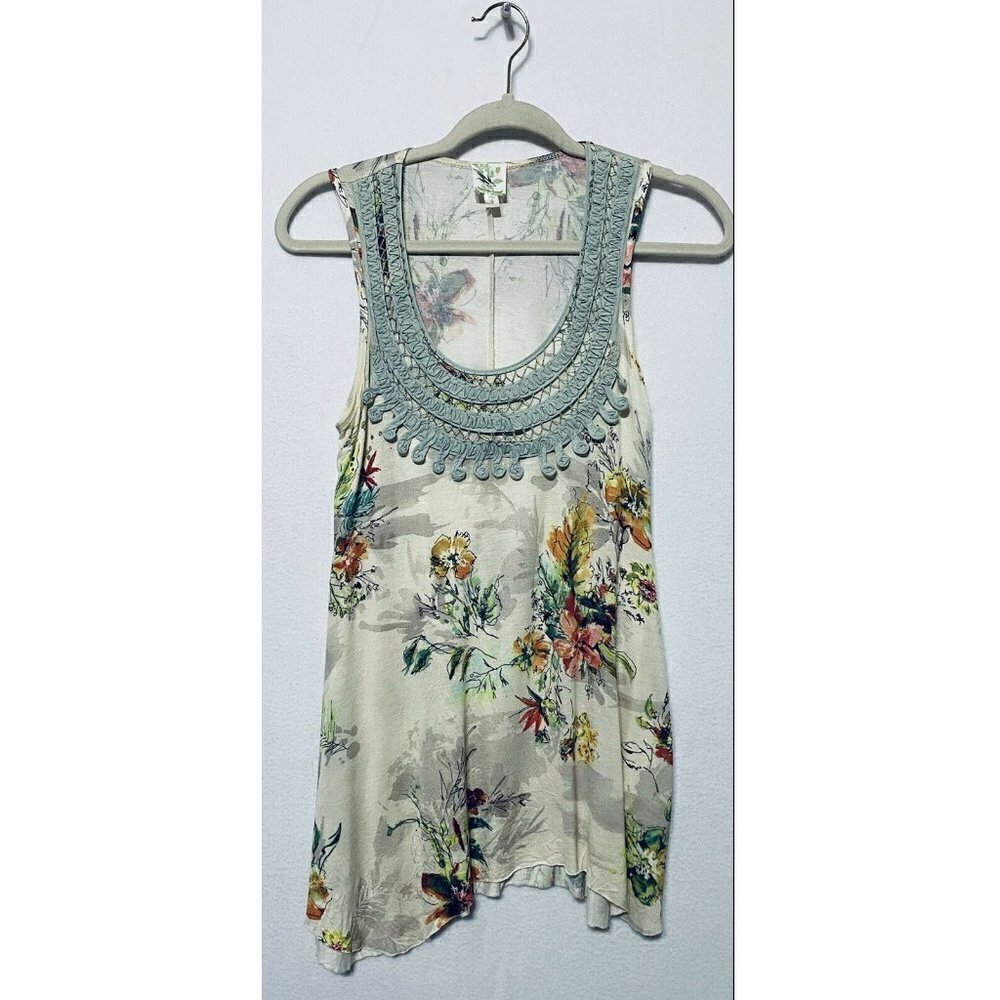 Anthropologie Weston Wear Womens Small Floral Sleeveless Top Crochet Boho